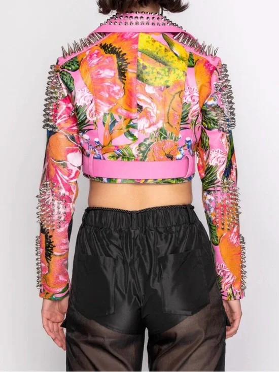 Azalea Wang Spring Fever Floral Moto Jacket NWT Size Large - Picture 4 of 11